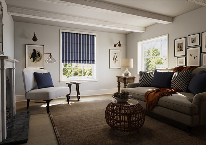Bellagio Stripe, Riviera Navy - Roman Blind - Image 6